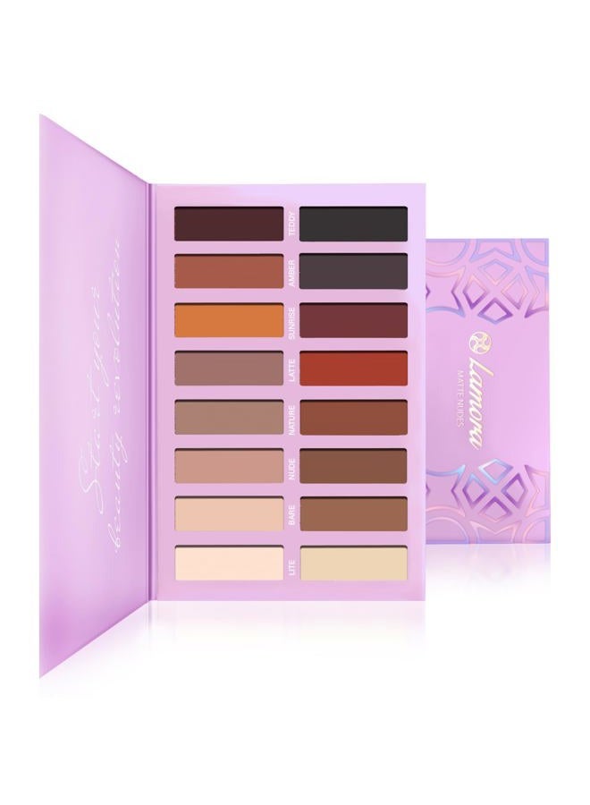 Lamora Eyeshadow Palette Makeup - Eye Makeup Palette with 16 Highly Pigmented Matte Shades - Vegan & Blendable - Image 1