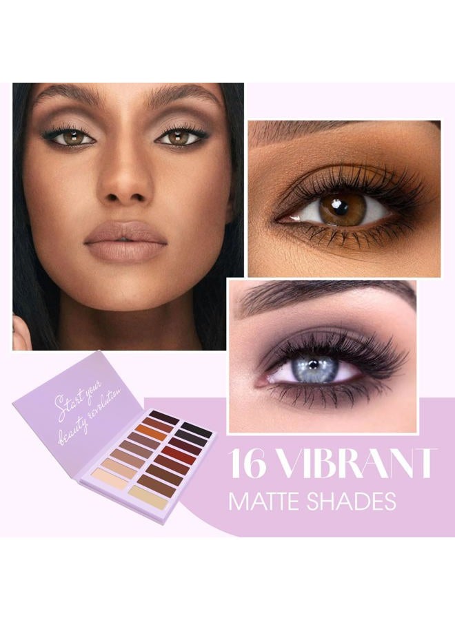 Lamora Eyeshadow Palette Makeup - Eye Makeup Palette with 16 Highly Pigmented Matte Shades - Vegan & Blendable - Image 2