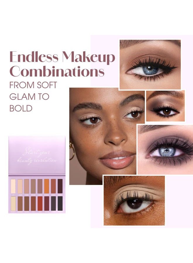 Lamora Eyeshadow Palette Makeup - Eye Makeup Palette with 16 Highly Pigmented Matte Shades - Vegan & Blendable - Image 3