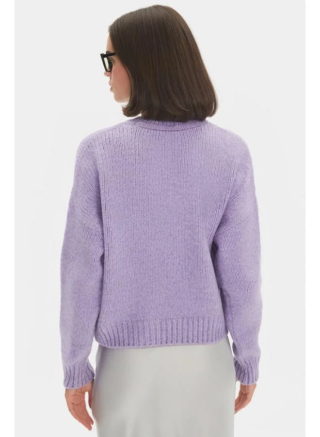 JUNE June Women Wide Fit Soft Texture Basic Knitwear Sweater Lilac