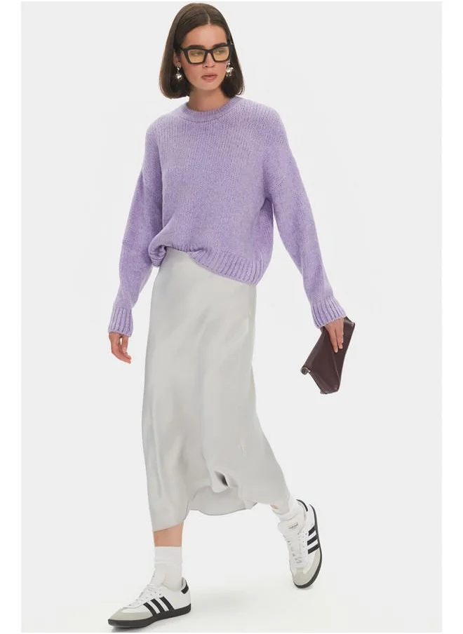 جون June Women Wide Fit Soft Texture Basic Knitwear Sweater Lilac