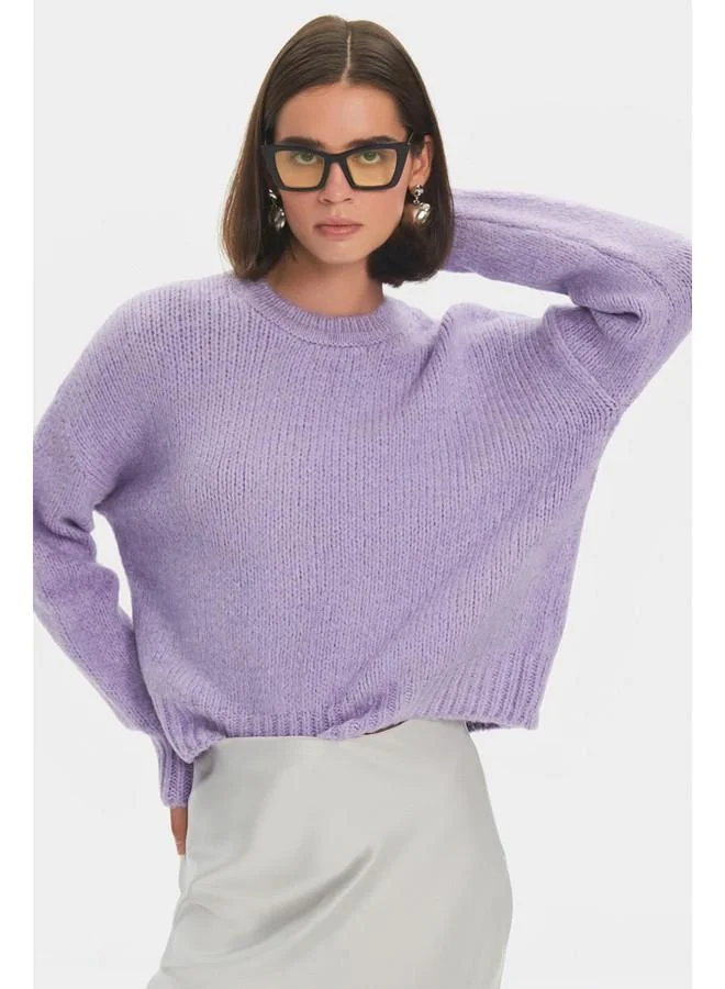 JUNE June Women Wide Fit Soft Texture Basic Knitwear Sweater Lilac