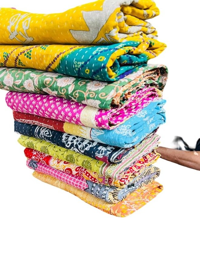 ماروبومي لحاف قطني هندي من ماروبومي، أغطية سرير عتيقة، أغطية، رالي، غطاء سرير قابل للعكس من لوت كانثا، غطاء سرير، بطانية قطنية، جوداري - قطع مفردة، لون متنوع (1) - Image 3