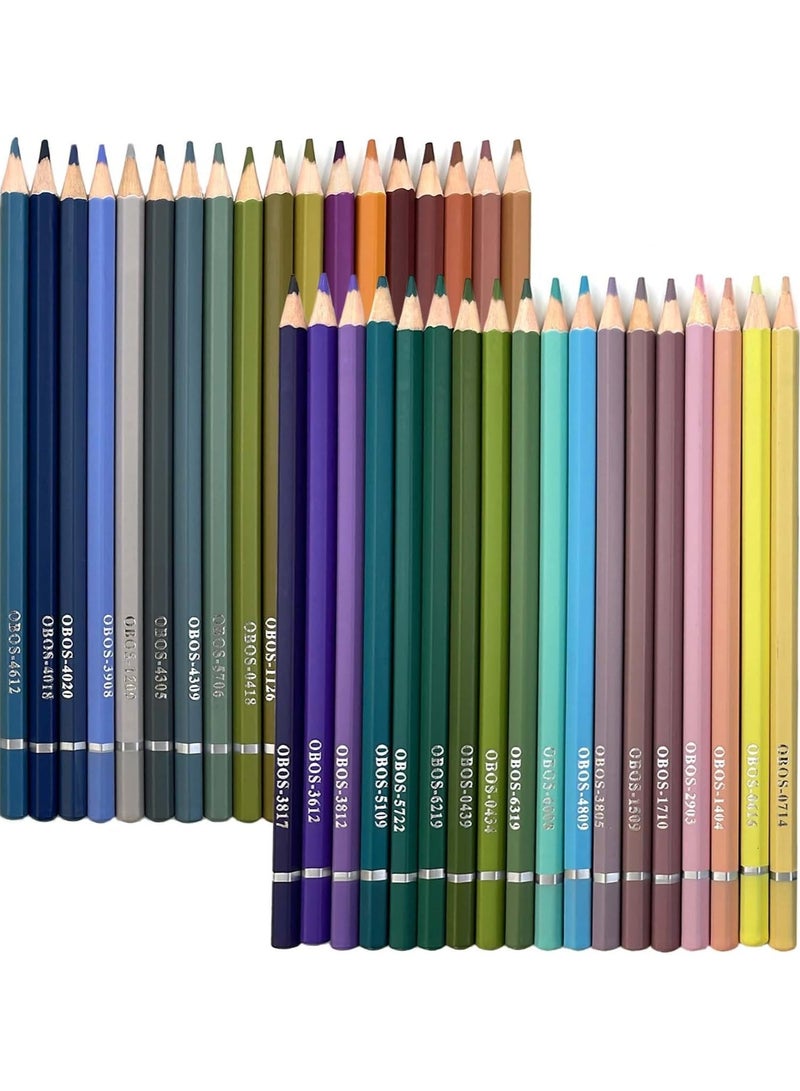 مجموعة أقلام رصاص ملونة موراندي مكونة من 36 لونًا، ذات قلب ناعم قائم على الزيت، مثالية للرسم والرسم والتلوين ومجموعة التظليل للمبتدئين وكتب التلوين وحفلات الأطفال - Image 3