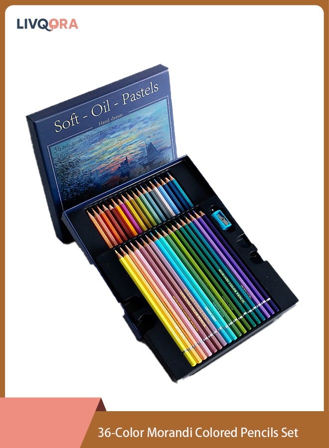 LIVQORA 36-Color Morandi Colored Pencils Set, Oil-Based Soft Core, Ideal for Artist Sketching, Drawing, Painting, Shading Kit for Beginners, Coloring Books, Kids Parties - Image 1