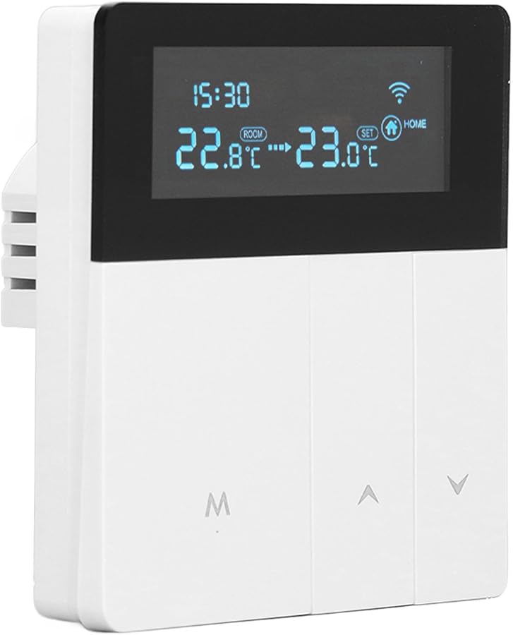 ثرموستات واي فاي قابل للبرمجة مع التحكم الصوتي بشاشة LCD بيضاء اللون للتدفئة الأرضية - Image 3