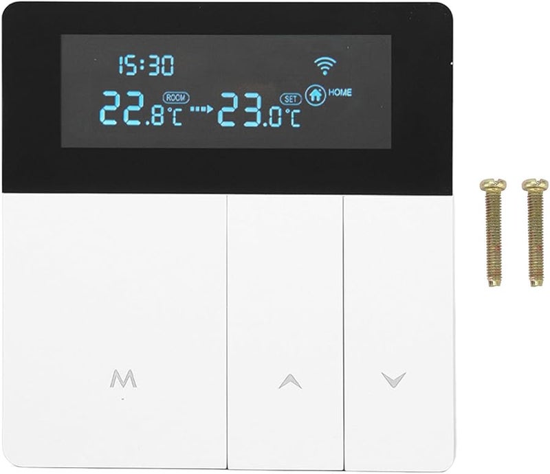 ثرموستات واي فاي قابل للبرمجة مع التحكم الصوتي بشاشة LCD بيضاء اللون للتدفئة الأرضية - Image 2