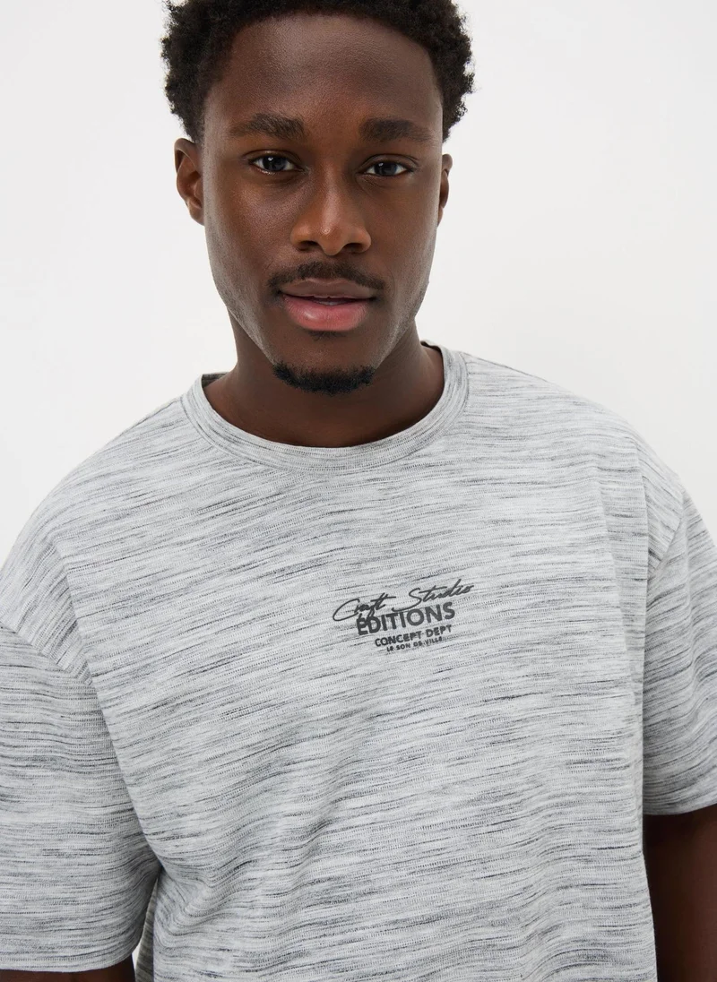 Matalan Grey Editions Texture Printed T-Shirt