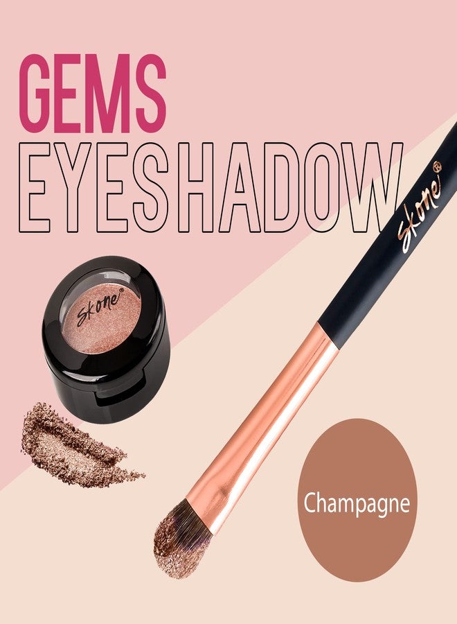 Skone Cosmetics Gems Eye Shadow, Highly Pigmented, Longwear Eye Makeup, Single Eyeshadow with Pro Shimmery Finish - Ultra-Blendable, Slightly Shimmer Shades - Gold Eyeshadow - Champagne - Image 2