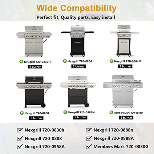 Criditpid Grill Replacement Parts for Home Depot Nexgrill 720-0830H 720-0783E 720-0888 720-0888N 720-0864M, 4-Pack Heat Plate Shields Grill Burners and Ignition for Nexgrill Replacement Parts 4 Burner 720-0830H - Image 2