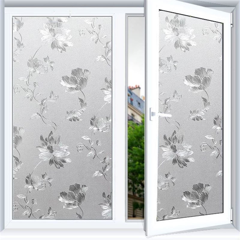 FABIVA 3D Opaque Static Glass Sticker Window Privacy Film Frosted Glass Film Bathroom Bedroom Window Sticker Matte Trim (Size : 35.4 * 118")
