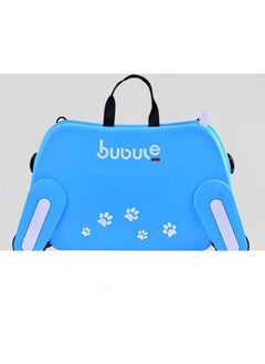 Generic Children's trolley case, suitcase, can be ridden, can sit, cute luggage bag, children's puppy suitcase, blue  - Image 3