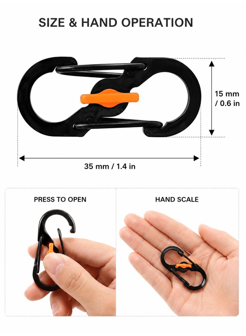10PCS Locking S Carabiner Clips for Keys Bags and Outdoor Gear, Black - Image 4