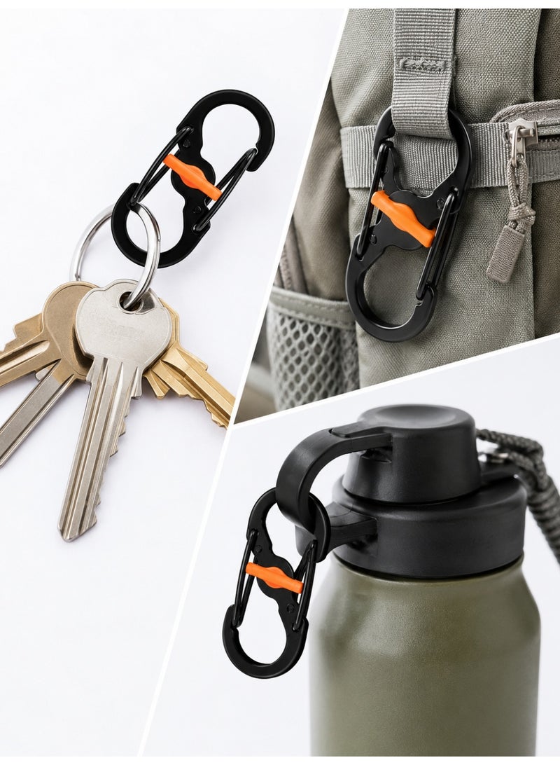 10PCS Locking S Carabiner Clips for Keys Bags and Outdoor Gear, Black - Image 3