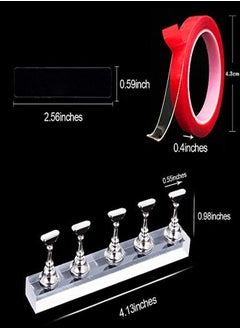 EBANKU Nail Art Holder Display Stand Set 50Pcs Acrylic Nails Display Stand With 10M Double Sided Tape For Nails Walls Magnetic Nail Practice Stand Manicure Tools  - Image 2