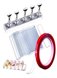 EBANKU Nail Art Holder Display Stand Set 50Pcs Acrylic Nails Display Stand With 10M Double Sided Tape For Nails Walls Magnetic Nail Practice Stand Manicure Tools  - Image 1