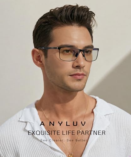 ANYLUV Blue Light Glasses Men/Women, Al-Mg Metal Computer Blue Light Blocking Glasses, Relieve Eyestrain and Eye Protection - Image 2