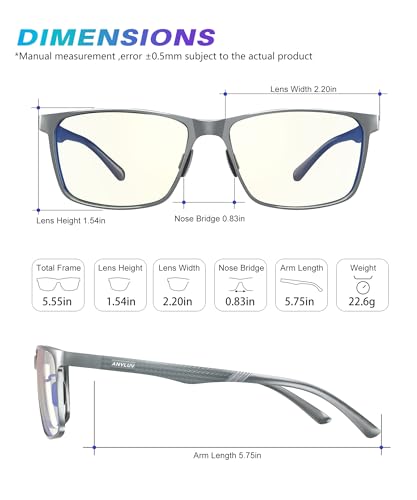 ANYLUV Blue Light Glasses Men/Women, Al-Mg Metal Computer Blue Light Blocking Glasses, Relieve Eyestrain and Eye Protection - Image 4