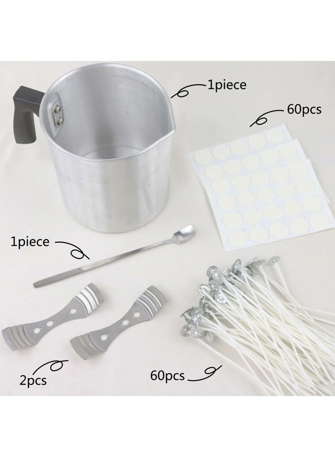 EricX Light Candle Making Kit, 60pcs Candle Wicks, 60pcs Candle Wicks Sticker, 1pc Candle Wax Pouring Pot, 2pcs 3-Hole Wicks Centering Devices, 1pc Mixing Spoon, DIY Candles Craft Tools - Image 5