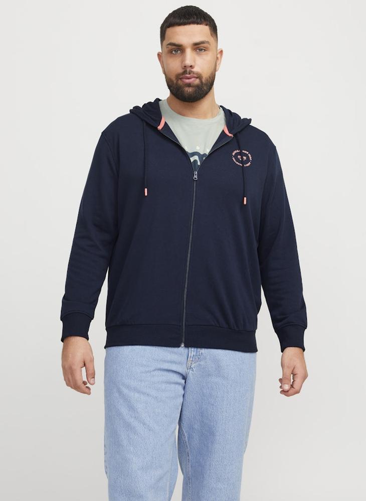 JACK & JONES Plus Size Zip Through Graphic Print Hoodie  - Image 1
