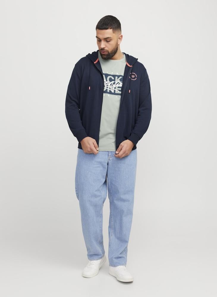 JACK & JONES Plus Size Zip Through Graphic Print Hoodie  - Image 4