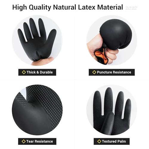 ThxToms 3 Pairs Dishwashing Gloves, Reusable Latex Cleaning Gloves for Housework Kitchen Bathroom, Durable Flexible & Anti-slip, Smooth Lining, Easy On & Off, Extra Large, Black - Image 2