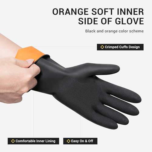 ThxToms 3 Pairs Dishwashing Gloves, Reusable Latex Cleaning Gloves for Housework Kitchen Bathroom, Durable Flexible & Anti-slip, Smooth Lining, Easy On & Off, Extra Large, Black - Image 3