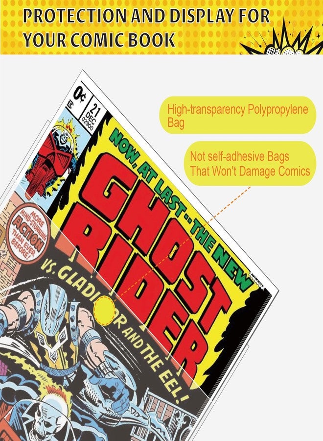 Comnge 100ct Silver-Age Comic Book Bags and Boards - Reusable Ultra Clear Comic Sleeves 7 1/8 x 10 1/2 Inch with Stickers and Backing Boards, Acid-Free Clear Protector for Vintage Regular Comics - Image 4