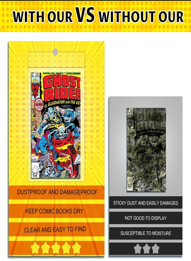 Comnge 100ct Silver-Age Comic Book Bags and Boards - Reusable Ultra Clear Comic Sleeves 7 1/8 x 10 1/2 Inch with Stickers and Backing Boards, Acid-Free Clear Protector for Vintage Regular Comics - Image 3