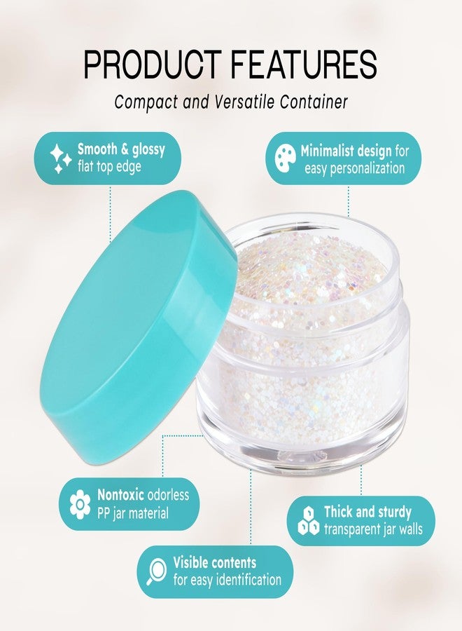 Pana Beauticom 20 gram/20ml Empty Clear Small Round Travel Container Jar Pots with Lids for Make Up Powder, Eyeshadow Pigments, Lotion, Creams, Lip Balm, Lip Gloss, Samples (12 Pieces, Teal) - Image 2