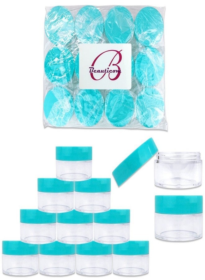 Pana Beauticom 20 gram/20ml Empty Clear Small Round Travel Container Jar Pots with Lids for Make Up Powder, Eyeshadow Pigments, Lotion, Creams, Lip Balm, Lip Gloss, Samples (12 Pieces, Teal) - Image 1
