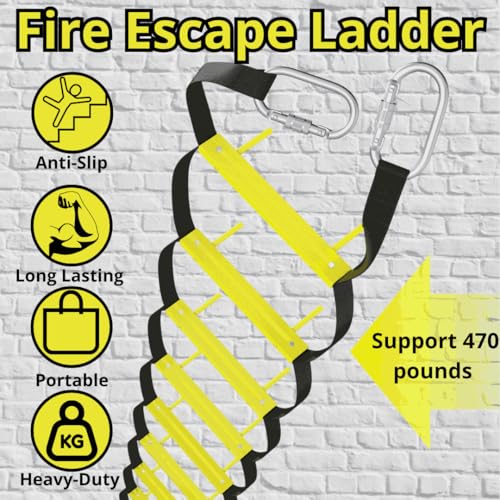 ISOP Fire Escape Ladder Four Story 32 Foot & Mounting Anchors | Certified Rope Ladder Fire Escape for 4-Story House | Portable, Foldable & Compact | Emergency Ladder Wall Mounted | Bearing Weight 900 Pound - Image 3