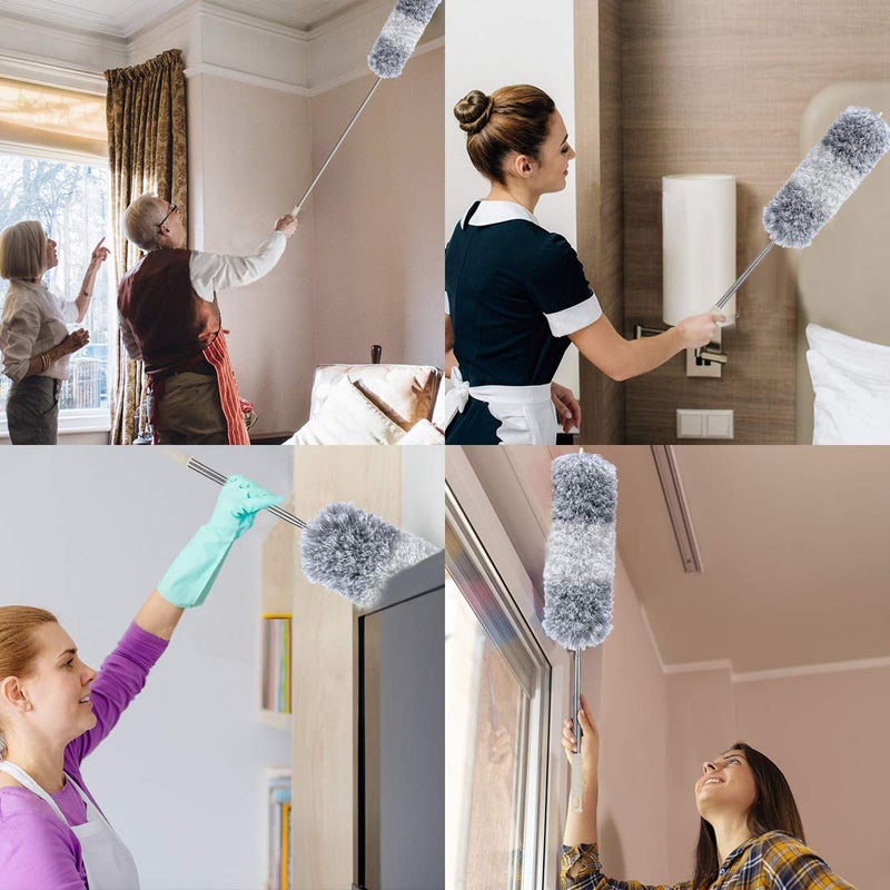 DELUX Microfiber Feather Duster Extendable Duster with 100 inches Extra Long Pole, Bendable Head & Long Handle Dusters for Cleaning Ceiling Fan, High Ceiling, Blinds, Furniture & Cars - Image 4