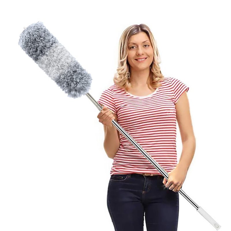 DELUX Microfiber Feather Duster Extendable Duster with 100 inches Extra Long Pole, Bendable Head & Long Handle Dusters for Cleaning Ceiling Fan, High Ceiling, Blinds, Furniture & Cars - Image 1