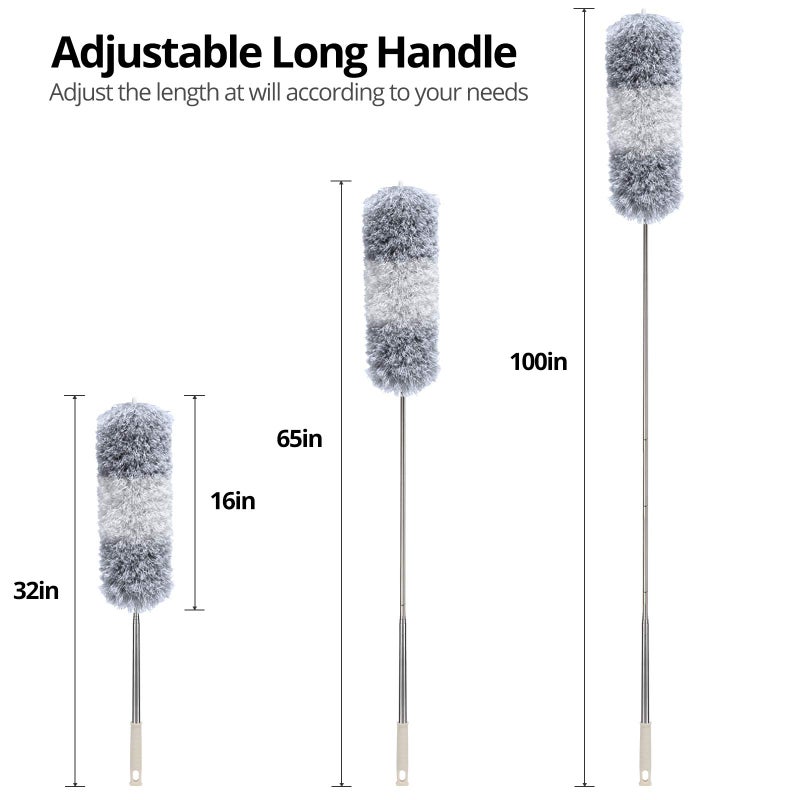 DELUX Microfiber Feather Duster Extendable Duster with 100 inches Extra Long Pole, Bendable Head & Long Handle Dusters for Cleaning Ceiling Fan, High Ceiling, Blinds, Furniture & Cars - Image 3