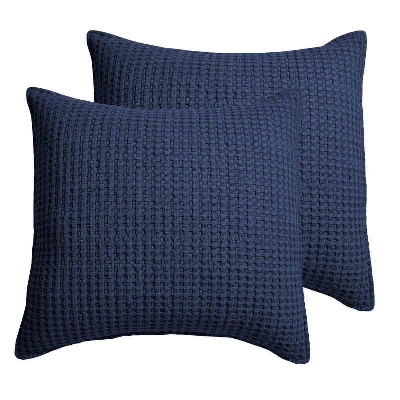 ليفتيكس هوم Levtex Home - Mills Waffle - Euro Sham (مجموعة من اثنين) - بحجم البحرية - الحجم الشام (26 × 26 بوصة) 