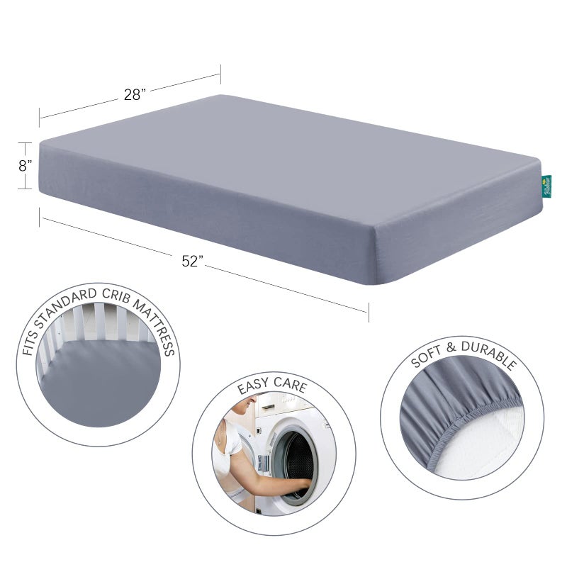 Biloban 3-Piece Toddler Sheet Set Microfiber, Toddler Bedding Set Includes Crib Mattress Sheet, Flat Sheet and Envelope Pillowcase, Silky Soft, Breathable and Lightweight, Grey - Image 4