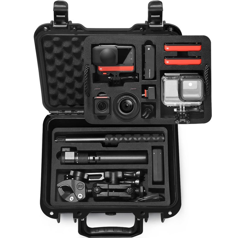 Lekufee LEKUFEE Portable Waterproof Hard Case for Insta360 ONE RS / Insta360 ONE R and More Insta360 ONE Action Camera Accessories (Case Only), Black, Suitcase  - Image 1
