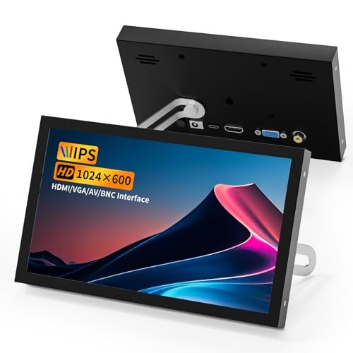 Aurevita 7 Inch Mini Monitor HDMI, Portable Vga Monitor with AV BNC 1024×600 LCD Screen with Built-in Speakers, 178° View Angle IPS, Multi-Function Mini Small Display for Raspberry Pi PC/TV/DVD/CVBS - Image 1