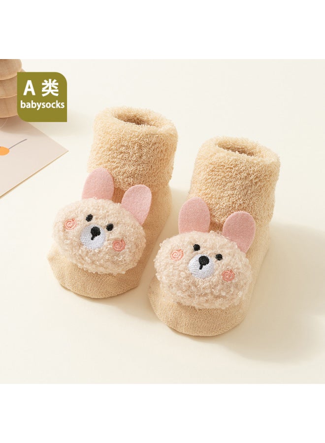 Of Newborn Baby Autumn And Winter Terry Thickeneded Warm Baby Mid-tube Dispensing Anti-slip Toddler Floor Socks