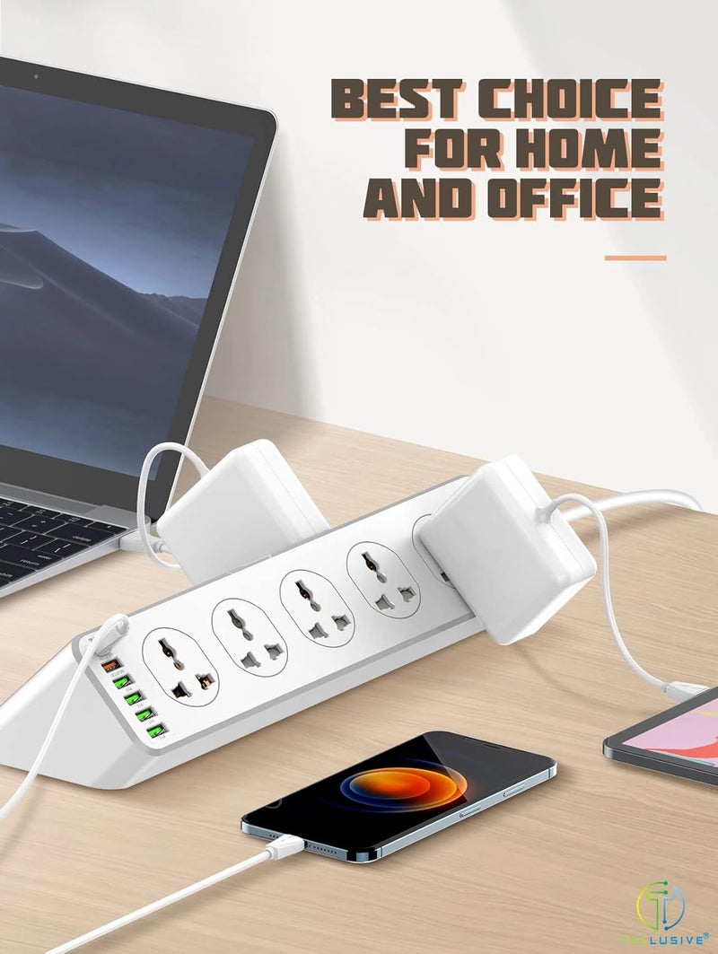 T Teclusive 2500W Power Strip Extension with Type C USB Ports 10 Power Sockets with 30W Type C USB PD QC 30 Fast USB Port Multi Port Extension with USB Port 2M Power Cord 100250V - Image 3