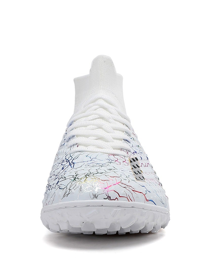 SKY WING Men and Women Soccer Shoes Adults IC or IN Flat Soccer Cleats Elastic High-collar Knit Design Lightweight Training Football Shoes  - Image 3