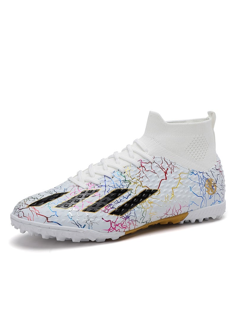 SKY WING Men and Women Soccer Shoes Adults IC or IN Flat Soccer Cleats Elastic High-collar Knit Design Lightweight Training Football Shoes  - Image 1
