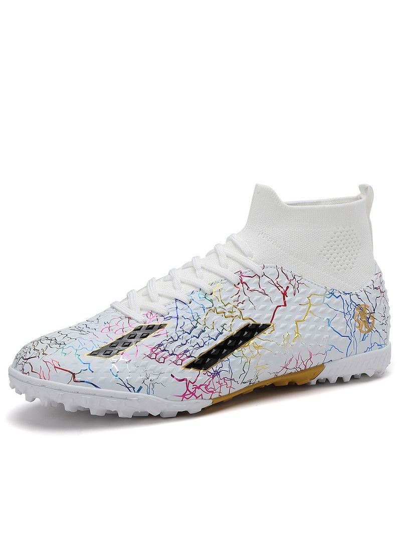جناح السماء أحذية كرة قدم للرجال والنساء للبالغين IC أو IN أحذية كرة قدم مسطحة مرنة ذات ياقة عالية وتصميم محبوك أحذية كرة قدم تدريبية خفيفة الوزن - Image 1