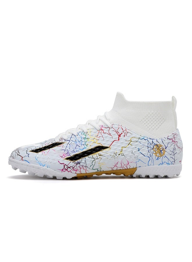 SKY WING Men and Women Soccer Shoes Adults IC or IN Flat Soccer Cleats Elastic High-collar Knit Design Lightweight Training Football Shoes - Image 1