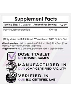 Nootropics Depot Palmitoylethanolamide Capsules ; Pea ; 400Mg Pills ; 30 Count ; Promotes Healthy Inflammatory Responses  - Image 3