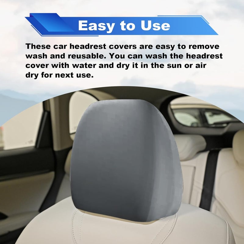 stymart 2 PCS Car Seat Headrest Covers - Gray - Image 4