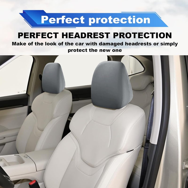 stymart 2 PCS Car Seat Headrest Covers - Gray - Image 5