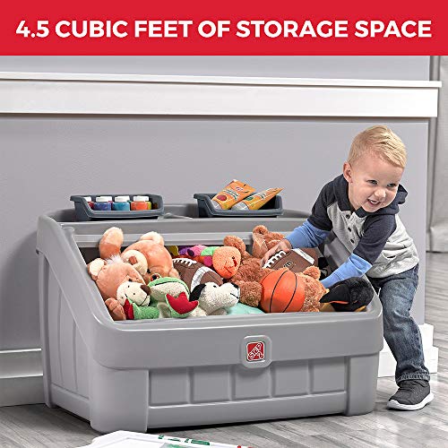 Step2 2in1 Toy Box Art Lid Kids Toy Storage Bin Organizer Easel Chest in One Made of Durable Plastic For Toddlers 2 Years Old Gray - Image 5