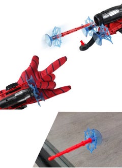 GROIC 7Pcs Superhero Launcher Toy Set, Spiderman Costume Set，Superhero Capes and LED Mask, 1 Launcher, 1 Glove, 3 Sucker Bullets,Gift for Kids  - Image 3